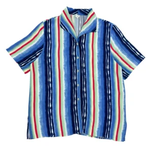Koszula z krótkim rękawem t-shirt hawajka lata 80 w paski Vintage