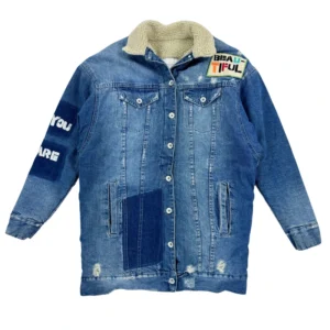 Kurtka jeansowa bez kaptura katana sherpa Zara