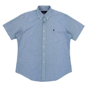 Koszula z krótkim rękawem t-shirt hawajka lata 80 w kratę Ralph Lauren